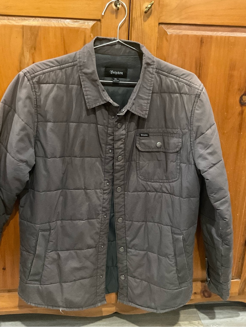 Brixton Men’s Quilted Jacket Gray Cotton Shirt Jacket M